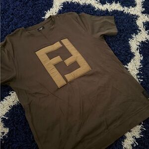 Fendi Dark Brown Logo T-Shirt